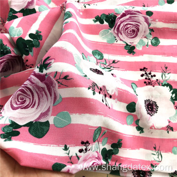 Woven Rayon 45S 105Gsm Stripe Design With Flower